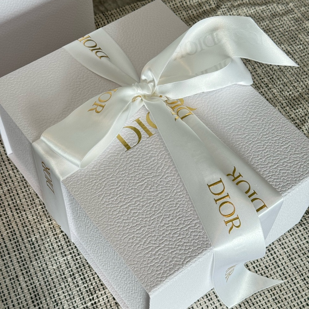 Dior White Gift Box with Gold Ribbon